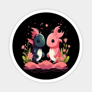 Axolotl Couple Valentine Magnet